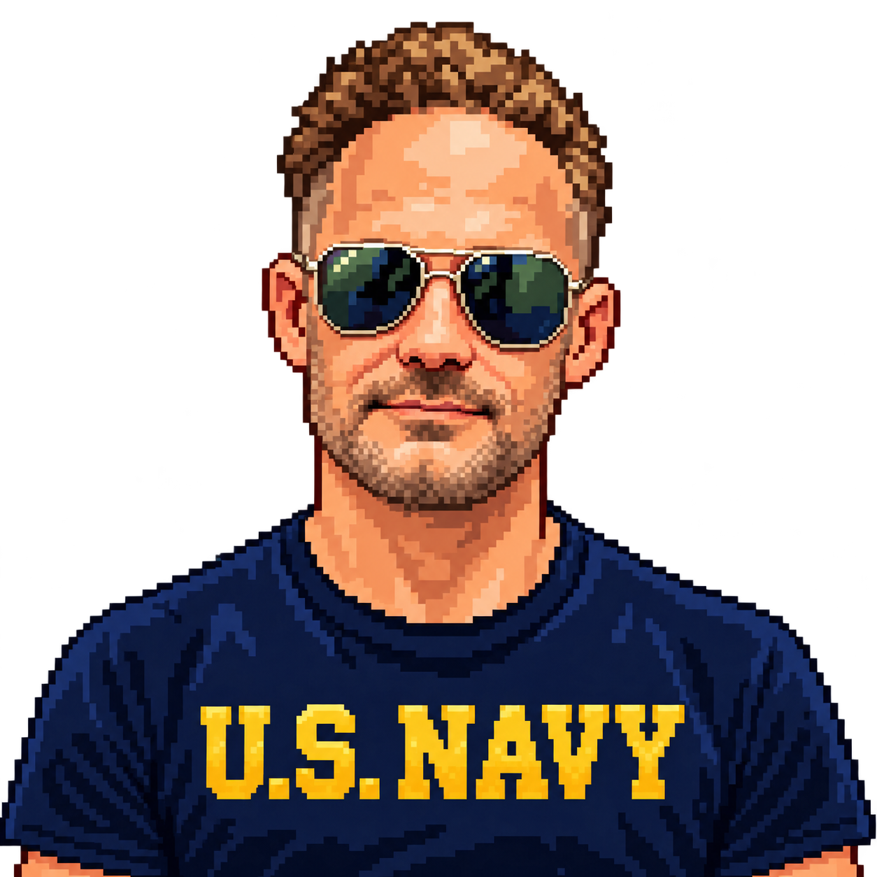 Jeremy illustration wearing a U.S. Navy T-shirt